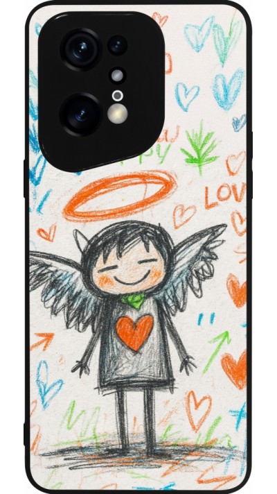 OPPO Find X5 Pro Case Hülle - Silikon schwarz Little Angel Sketch Love