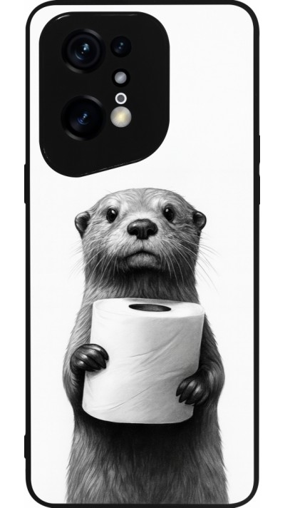OPPO Find X5 Pro Case Hülle - Silikon schwarz Otter Toilettenpapier