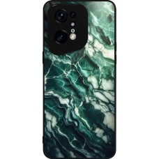 Coque OPPO Find X5 Pro - Silicone rigide noir Marbre vert majestueux