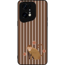 Coque OPPO Find X5 Pro - Silicone rigide noir Monkey with stripes