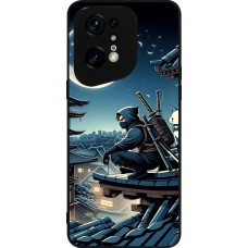 Coque OPPO Find X5 Pro - Silicone rigide noir Ninja sous la lune