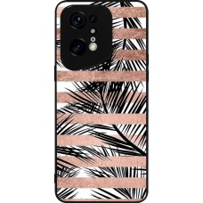 Coque OPPO Find X5 Pro - Silicone rigide noir Palm trees gold stripes