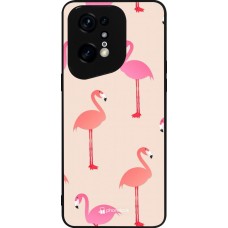 Coque OPPO Find X5 Pro - Silicone rigide noir Pink Flamingos Pattern