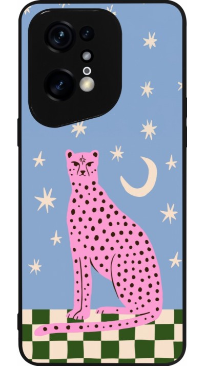 Coque OPPO Find X5 Pro - Silicone rigide noir Pink leopard with stars 2026
