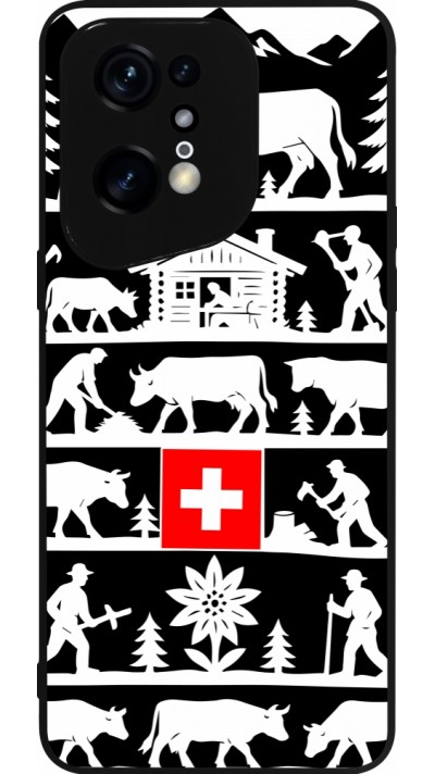 Coque OPPO Find X5 Pro - Silicone rigide noir Poya Suisse 1 noir