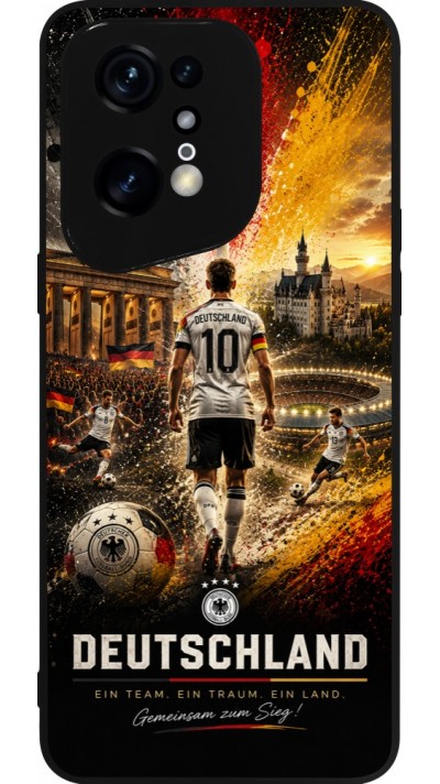 Coque OPPO Find X5 Pro - Silicone rigide noir Football Allemagne splash 2026