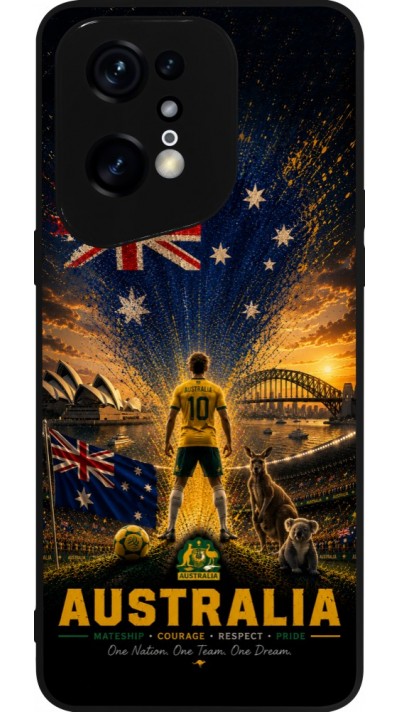 Coque OPPO Find X5 Pro - Silicone rigide noir Football Australie splash 2026