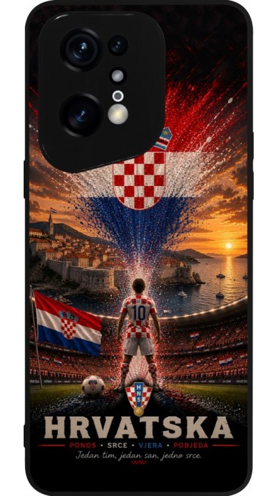 Coque OPPO Find X5 Pro - Silicone rigide noir Football Croatie splash 2026