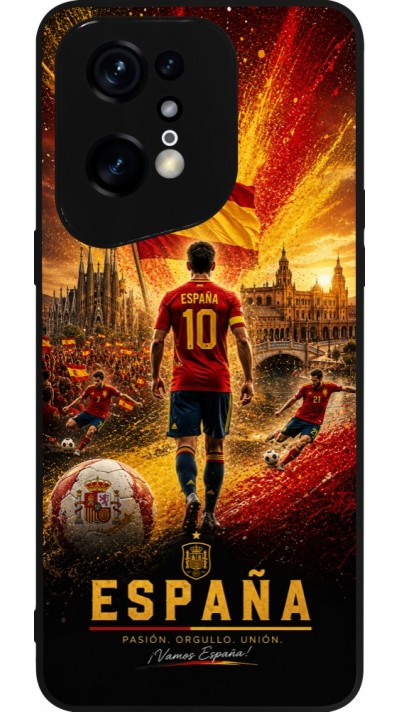 Coque OPPO Find X5 Pro - Silicone rigide noir Football Espagne splash 2026