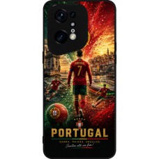 Coque OPPO Find X5 Pro - Silicone rigide noir Football Portugal splash 2026