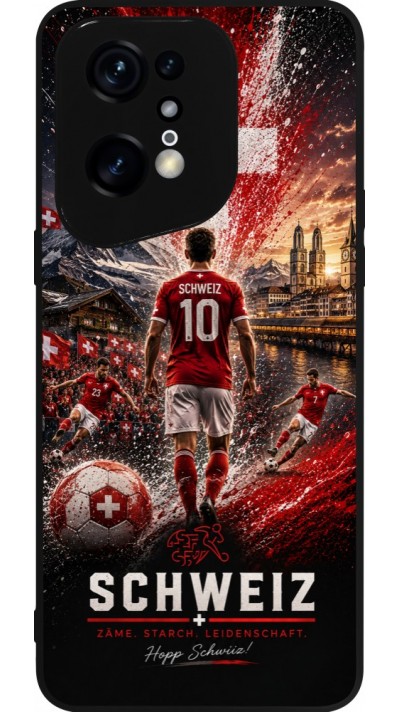 Coque OPPO Find X5 Pro - Silicone rigide noir Football Schweiz splash 2026