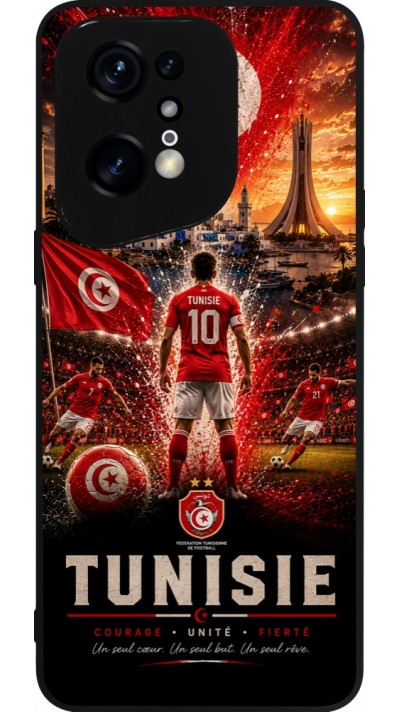 Coque OPPO Find X5 Pro - Silicone rigide noir Football Tunisie splash 2026