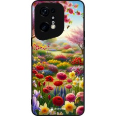Coque OPPO Find X5 Pro - Silicone rigide noir Spring 25 Bouquet printemps