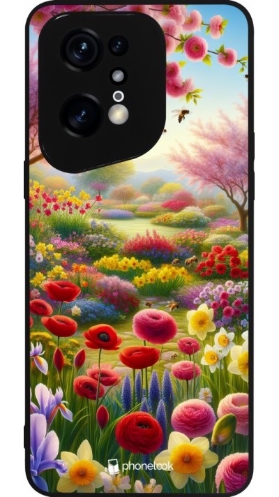 Coque OPPO Find X5 Pro - Silicone rigide noir Spring 25 Bouquet printemps