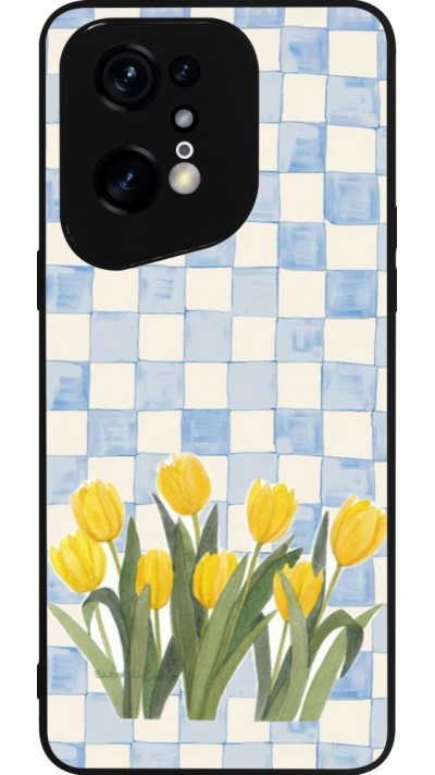 Coque OPPO Find X5 Pro - Silicone rigide noir Blue vichy tulips Spring 2026