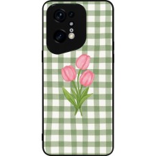 Coque OPPO Find X5 Pro - Silicone rigide noir Green vichy tulips Spring 2026