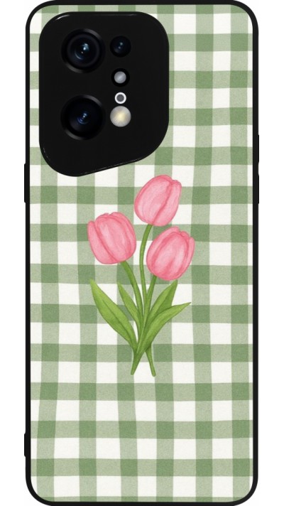 Coque OPPO Find X5 Pro - Silicone rigide noir Green vichy tulips Spring 2026