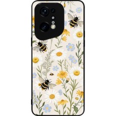 Coque OPPO Find X5 Pro - Silicone rigide noir Pattern bees Spring 2026
