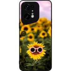 Coque OPPO Find X5 Pro - Silicone rigide noir Sunflower with glasses Spring 2026