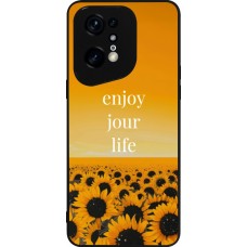 Coque OPPO Find X5 Pro - Silicone rigide noir Summer 2025 Enjoy your life