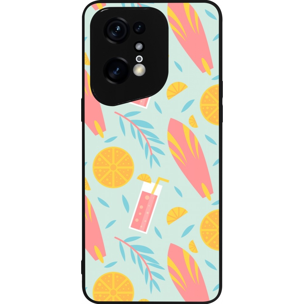 Coque OPPO Find X5 Pro - Silicone rigide noir Summer 2025 Pattern citron