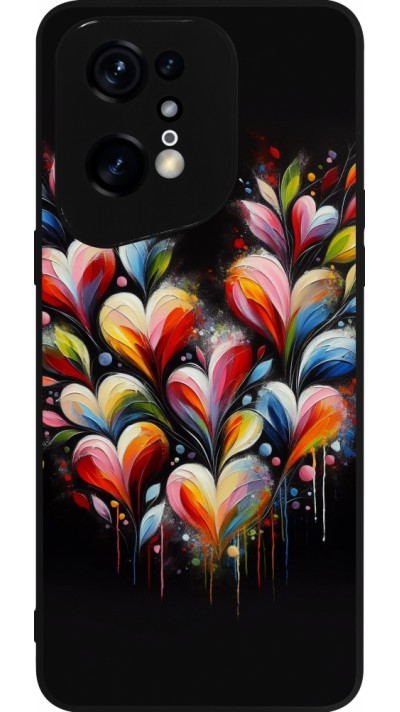 Coque OPPO Find X5 Pro - Silicone rigide noir Valentine 2024 Coeur Noir Abstrait