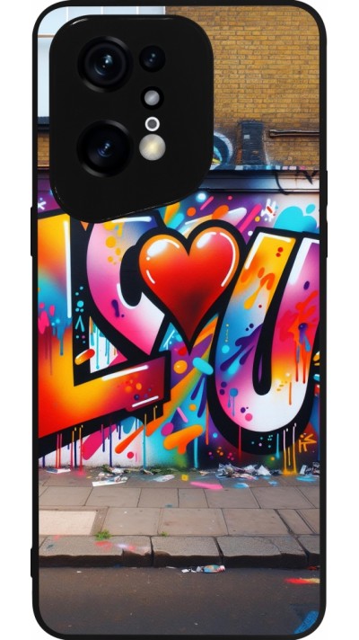 Coque OPPO Find X5 Pro - Silicone rigide noir Valentine 2025 Love U Tag
