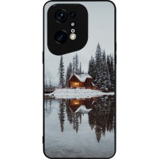 Coque OPPO Find X5 Pro - Silicone rigide noir Winter 25 Winter house forest afternoon