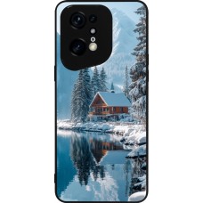 Coque OPPO Find X5 Pro - Silicone rigide noir Winter 25 Winter house forest day
