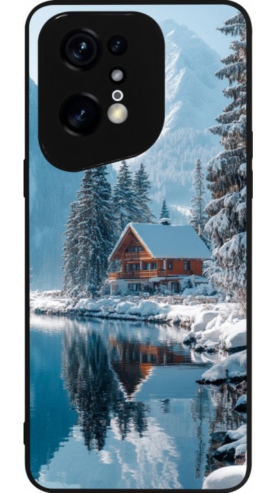 Coque OPPO Find X5 Pro - Silicone rigide noir Winter 25 Winter house forest day