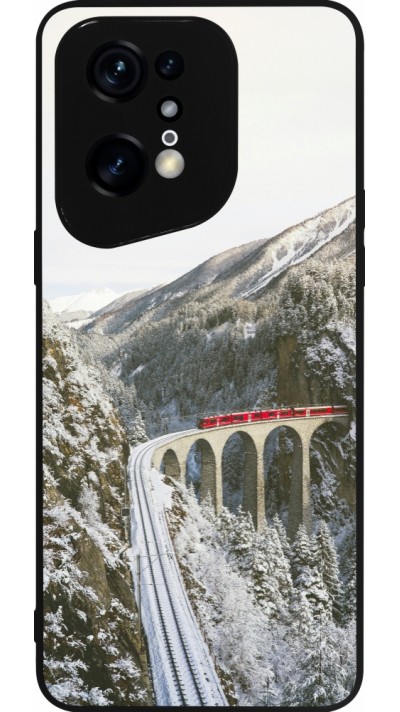 Coque OPPO Find X5 Pro - Silicone rigide noir Winter 25 Winter polar express