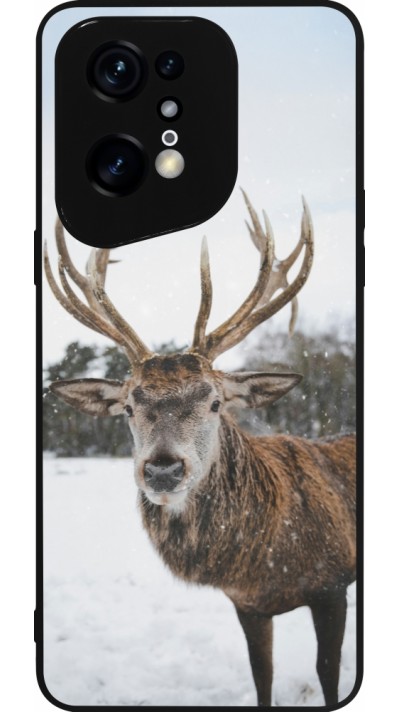 Coque OPPO Find X5 Pro - Silicone rigide noir Winter 25 Winter reindeer