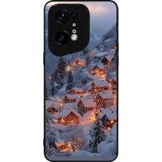 Coque OPPO Find X5 Pro - Silicone rigide noir Winter 25 Winter snowy village