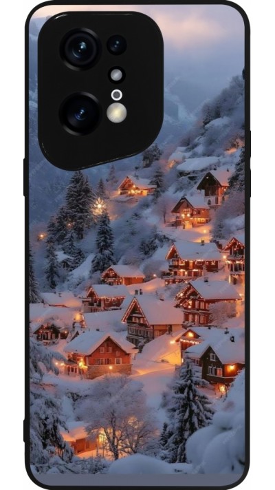Coque OPPO Find X5 Pro - Silicone rigide noir Winter 25 Winter snowy village