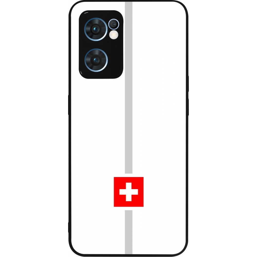 Coque OPPO Reno7 5G - Silicone rigide noir Canton CH blanc
