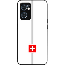 Coque OPPO Reno7 5G - Silicone rigide noir Canton CH blanc