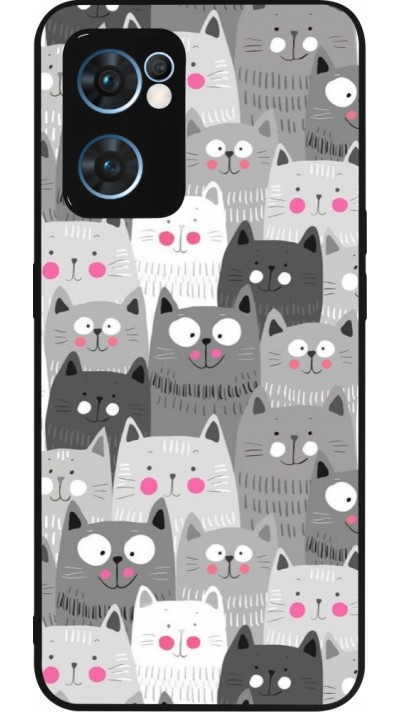 OPPO Reno7 5G Case Hülle - Silikon schwarz Katzenschwärme