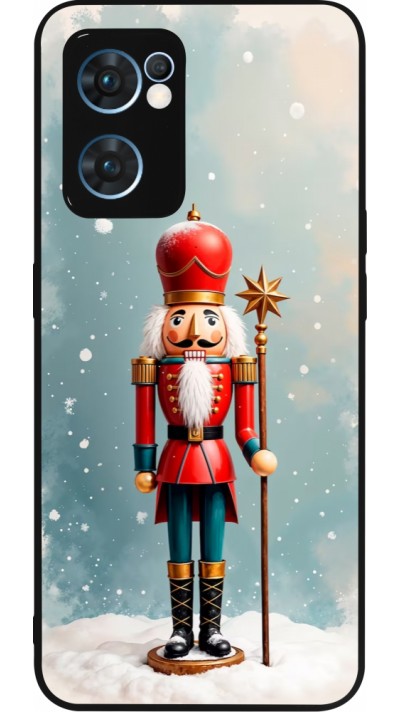 OPPO Reno7 5G Case Hülle - Silikon schwarz Christmas 25 Nutcracker Snow