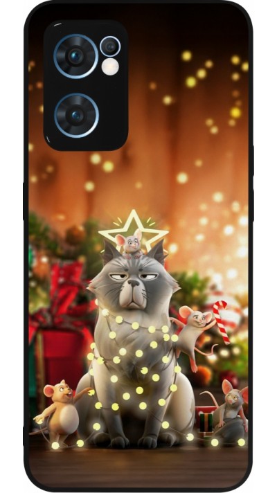 OPPO Reno7 5G Case Hülle - Silikon schwarz Christmas 25 Xmas Cat