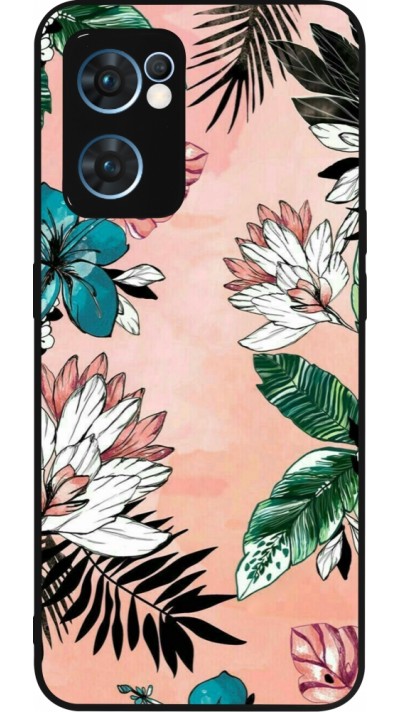 Coque OPPO Reno7 5G - Silicone rigide noir Flowers Artprint