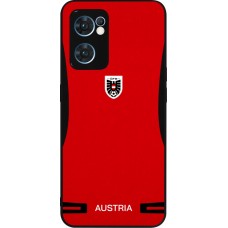 Coque OPPO Reno7 5G - Silicone rigide noir Maillot de football Autriche 2026 personnalisable