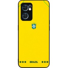 Coque OPPO Reno7 5G - Silicone rigide noir Maillot de football Bresil 2026 personnalisable