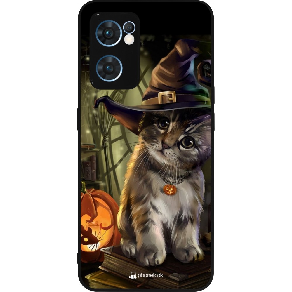 OPPO Reno7 5G Case Hülle - Silikon schwarz Halloween 21 Witch cat