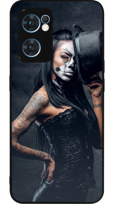 OPPO Reno7 5G Case Hülle - Silikon schwarz Halloween 22 Tattooed Girl
