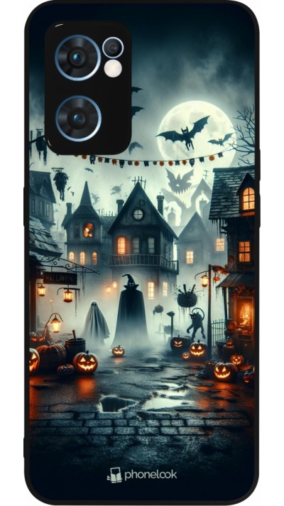 OPPO Reno7 5G Case Hülle - Silikon schwarz Halloween Spukstadt