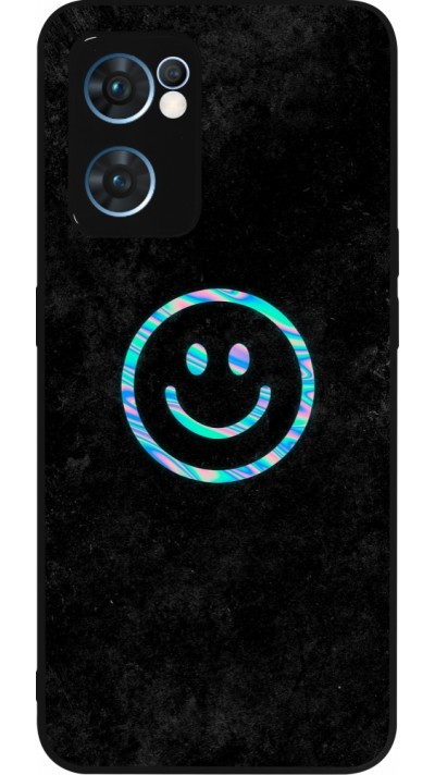 OPPO Reno7 5G Case Hülle - Silikon schwarz Happy smiley irisirt