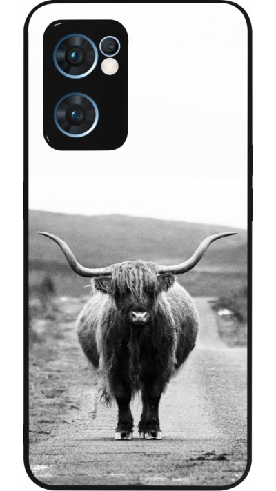 OPPO Reno7 5G Case Hülle - Silikon schwarz Highland cattle