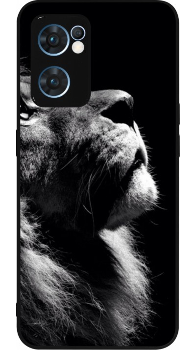 OPPO Reno7 5G Case Hülle - Silikon schwarz Lion looking up
