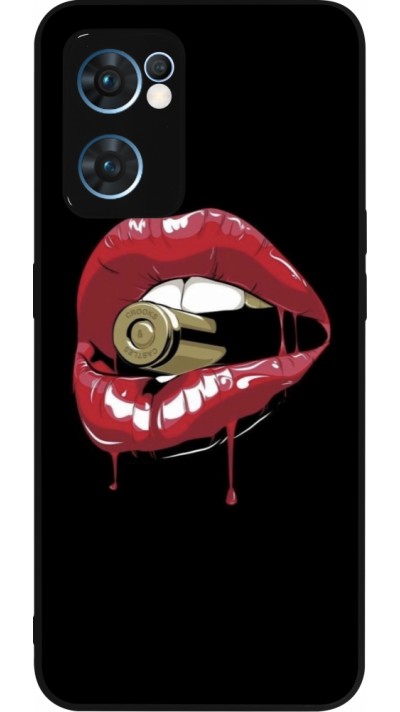 OPPO Reno7 5G Case Hülle - Silikon schwarz Lips bullet