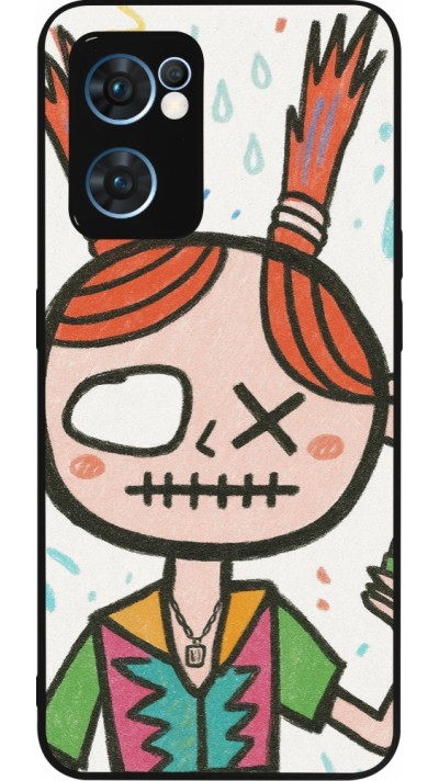 Coque OPPO Reno7 5G - Silicone rigide noir Little Girl Sketch
